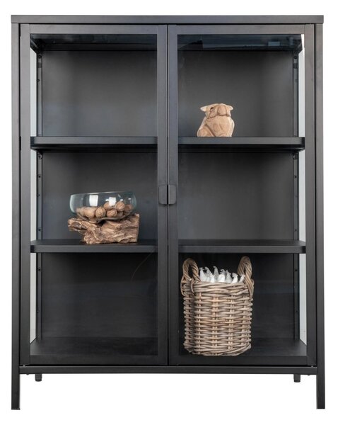 Dulap vitrina Brisbane, Negru, 40x80x101 cm