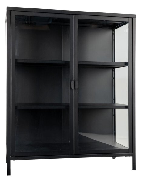 Dulap vitrina Brisbane, Negru, 40x80x101 cm