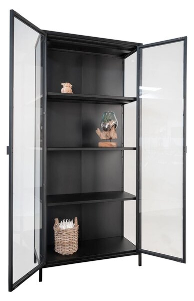 Dulap vitrina Brisbane, Negru, 35x80x175 cm
