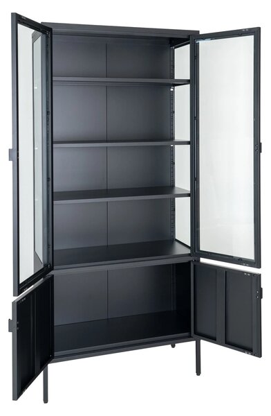 Dulap vitrina Brisbane, Negru, 35x80x180 cm