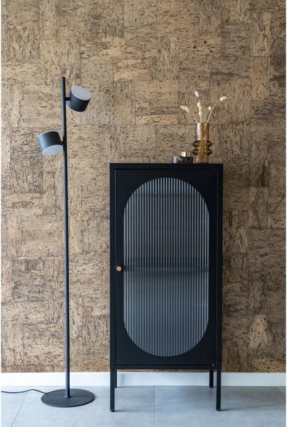 Dulap vitrina Adelaide, Negru, 35x50x110 cm