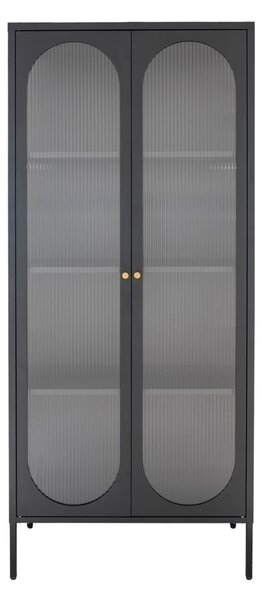Dulap vitrina Adelaide, Negru, 35x80x180 cm