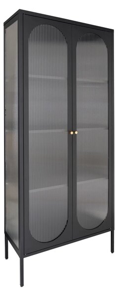 Dulap vitrina Adelaide, Negru, 35x80x180 cm