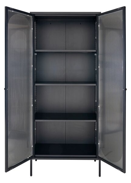 Dulap vitrina Adelaide, Negru, 35x80x180 cm