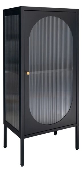 Dulap vitrina Adelaide, Negru, 35x50x110 cm