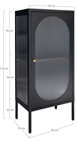 Dulap vitrina Adelaide, Negru, 35x50x110 cm