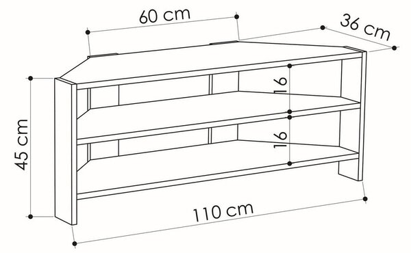 Бял шкаф за телевизор 110x45x36 cm Thales Corner – Kalune Design