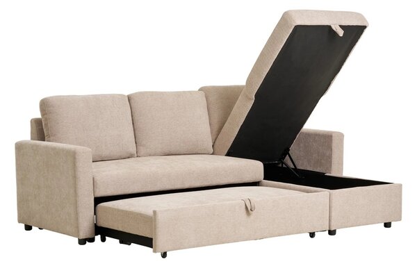 Canapea cu sezlong extensibila Belfast, Nisip inchis, 218x150x87 cm
