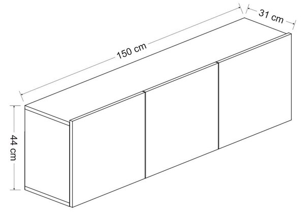 Антрацитен шкаф за телевизор 150x44x31 cm White – Kalune Design