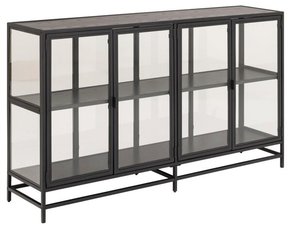 Dulap cu vitrina Seaford, Negru, 86.4x152.4x35 cm