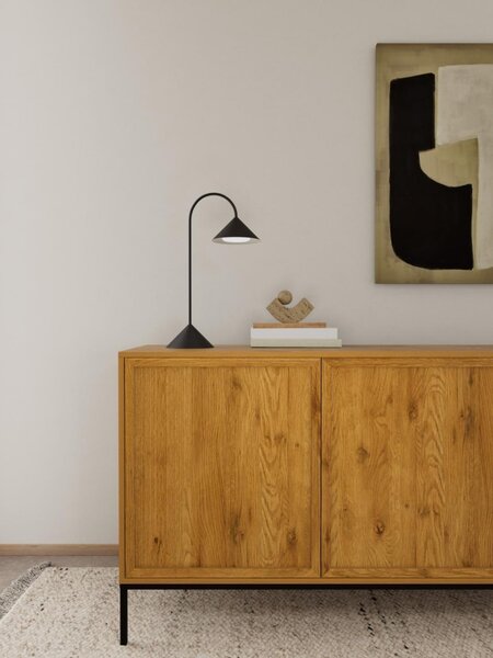 Bufet Palmdale V2, Negru mat, 80x158x40 cm