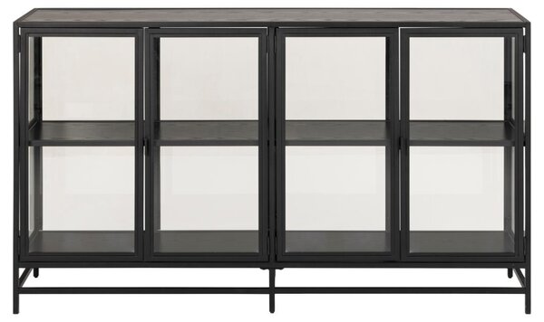 Dulap cu vitrina Seaford, Negru, 86.4x152.4x35 cm