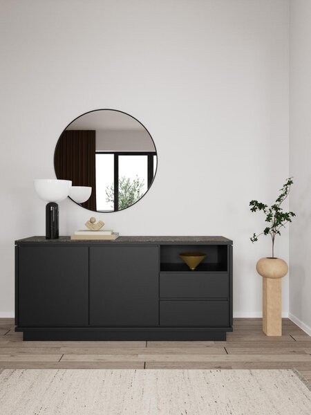 Bufet Tribeca, Negru, 75x160x40 cm