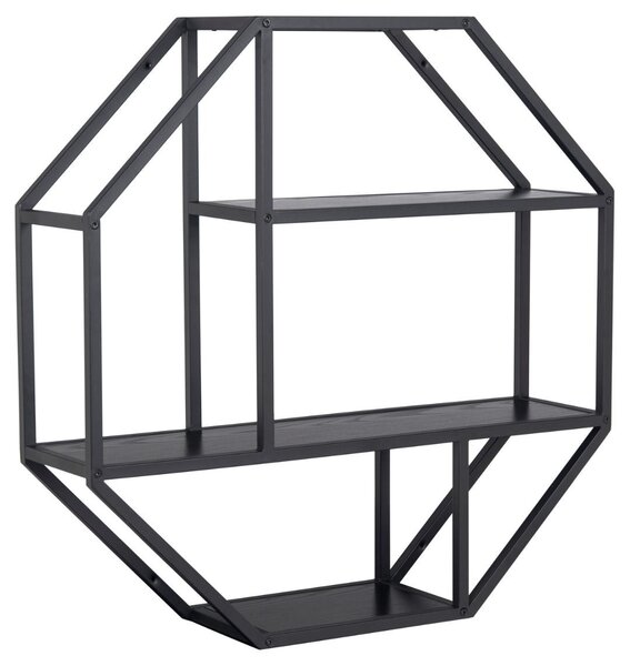 Raft de perete Seaford, Negru, 77x77x20 cm