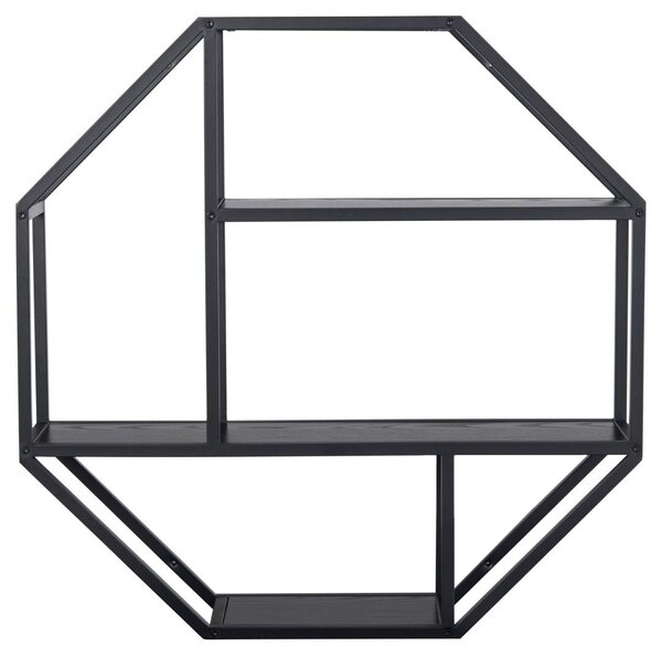 Raft de perete Seaford, Negru, 77x77x20 cm