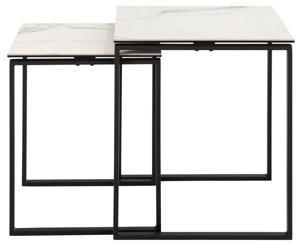 Set 2 piese Masute de cafea Katrine, Alb, 55x50x50 cm