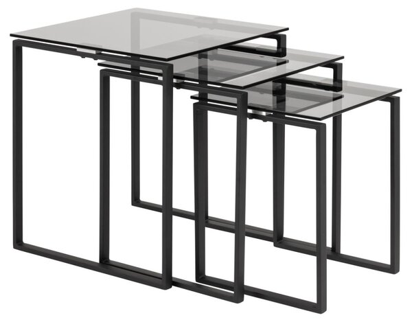 Set 3 piese Masute de cafea Katrine, Gri, 55x50x50 cm
