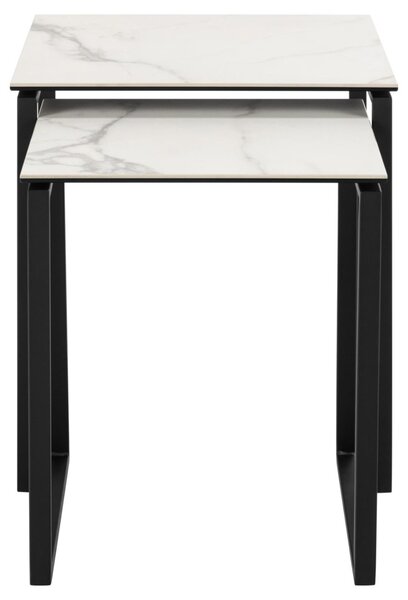 Set 2 piese Masute de cafea Katrine, Alb, 55x50x50 cm