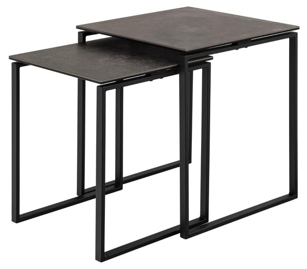 Set 2 piese Masute de cafea Katrine, Negru, 55x50x50 cm