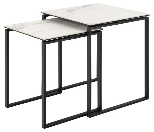 Set 2 piese Masute de cafea Katrine, Alb, 55x50x50 cm