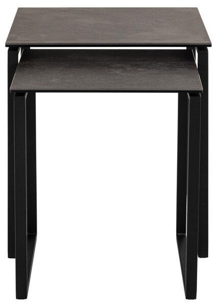 Set 2 piese Masute de cafea Katrine, Negru, 55x50x50 cm