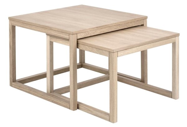 Set 2 piese Masute de cafea Cornus, Alb, 50x70x70 cm