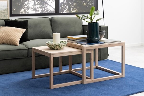 Set 2 piese Masute de cafea Cornus, Alb, 50x70x70 cm