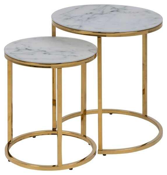 Set 2 piese Masute de cafea Alisma, Auriu, 50x45x45 cm