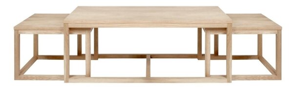 Set 3 piese Masute de cafea Cornus, Alb, 50x120x60 cm