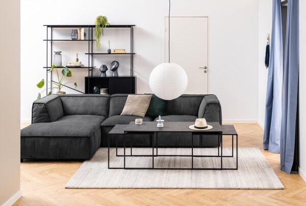 Set 3 piese Masute de cafea Infinity, Negru, 48x120x60 cm