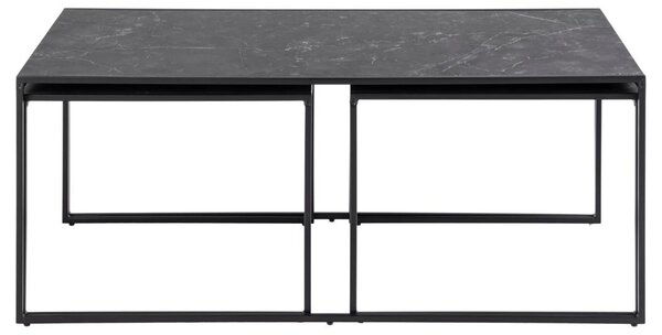Set 3 piese Masute de cafea Infinity, Negru, 48x120x60 cm