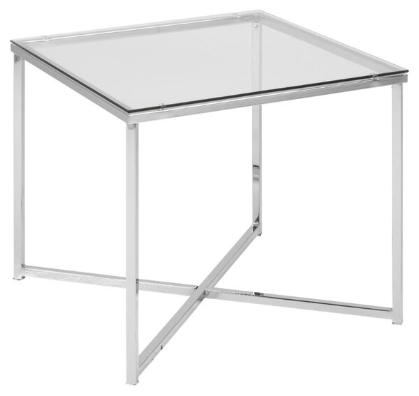 Masuta laterala Cross, Transparent, 45x50x50 cm