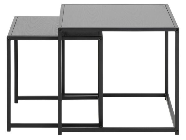 Set 2 piese Masute de cafea stivuibile Seaford, Negru, 45x50x50 cm