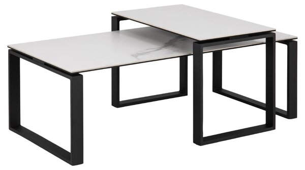 Set 2 piese Masute de cafea Katrine, Alb, 45x115x69 cm