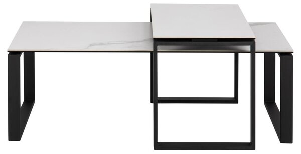 Set 2 piese Masute de cafea Katrine, Alb, 45x115x69 cm