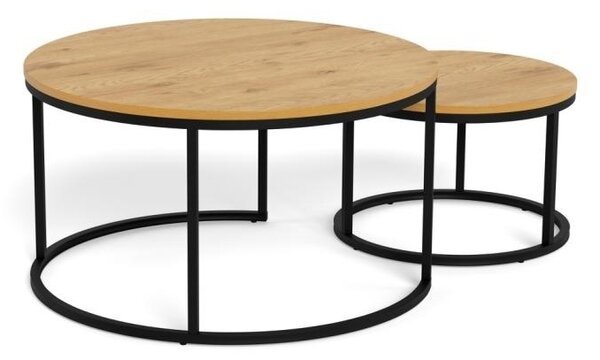 Set 2 piese Masute de cafea Spiro, Natural, 44.5x80x80 cm