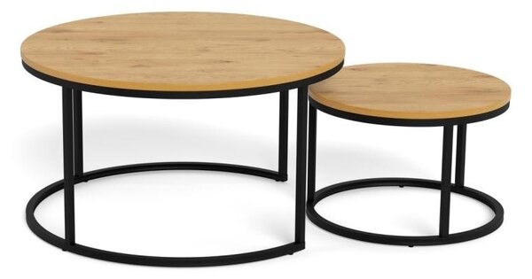 Set 2 piese Masute de cafea Spiro, Natural, 44.5x80x80 cm