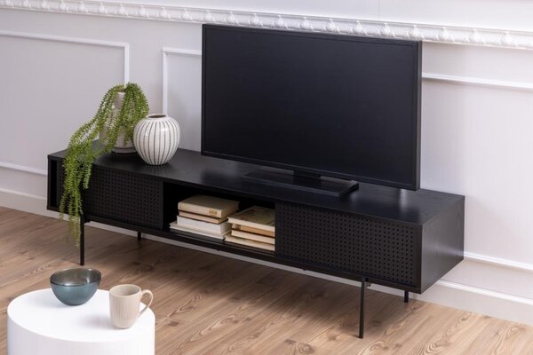Comoda TV Angus, Negru, 44.5x180x40 cm