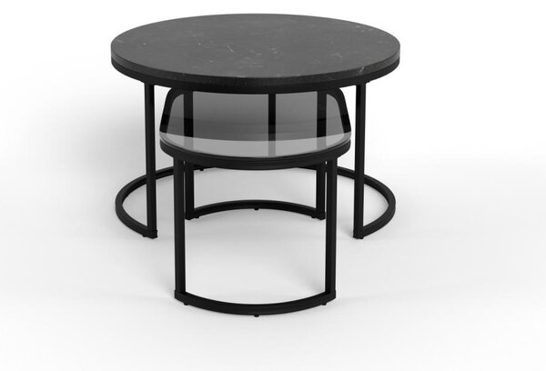 Set 2 piese Masute de cafea Spiro, Negru, 42x70x70 cm