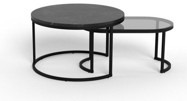 Set 2 piese Masute de cafea Spiro, Negru, 42x70x70 cm