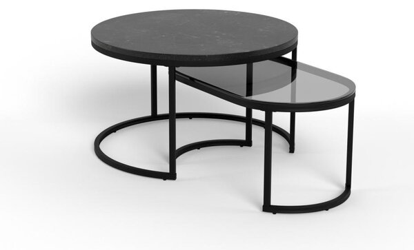 Set 2 piese Masute de cafea Spiro, Negru, 42x70x70 cm