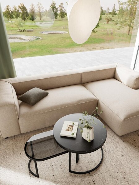 Set 2 piese Masute de cafea Spiro, Negru, 42x70x70 cm
