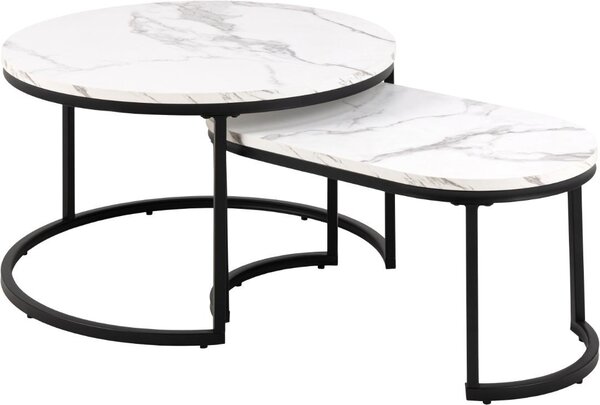 Set 2 piese Masute de cafea Spiro, Alb, 42x70x70 cm