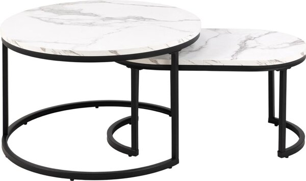 Set 2 piese Masute de cafea Spiro, Alb, 42x70x70 cm