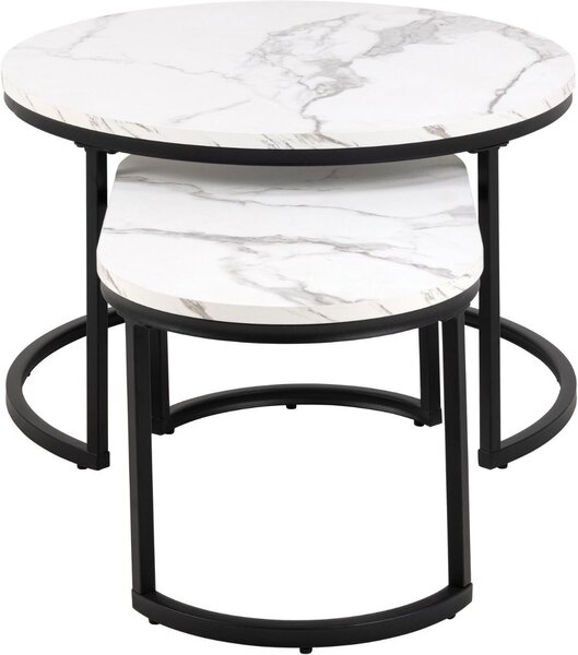 Set 2 piese Masute de cafea Spiro, Alb, 42x70x70 cm