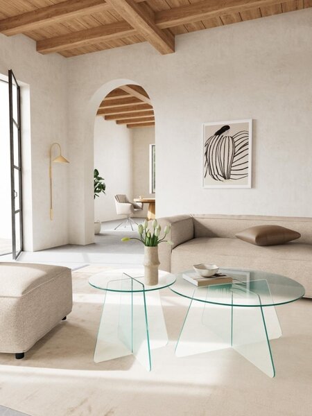 Masuta de cafea Samos, Transparent, 40x80x80 cm
