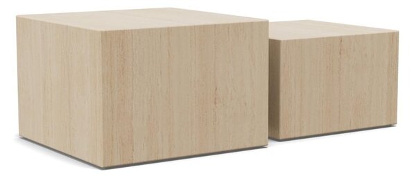 Set 2 piese Masute de cafea Dice, Travertin, 40x58x58 cm