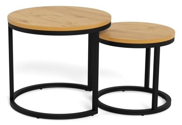 Set 2 piese Masute de cafea Spiro, Natural, 40x45x45 cm