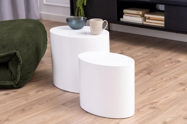 Set 2 piese Masute de cafea Mice V1, Alb, 40x33x48 cm