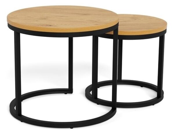 Set 2 piese Masute de cafea Spiro, Natural, 40x45x45 cm